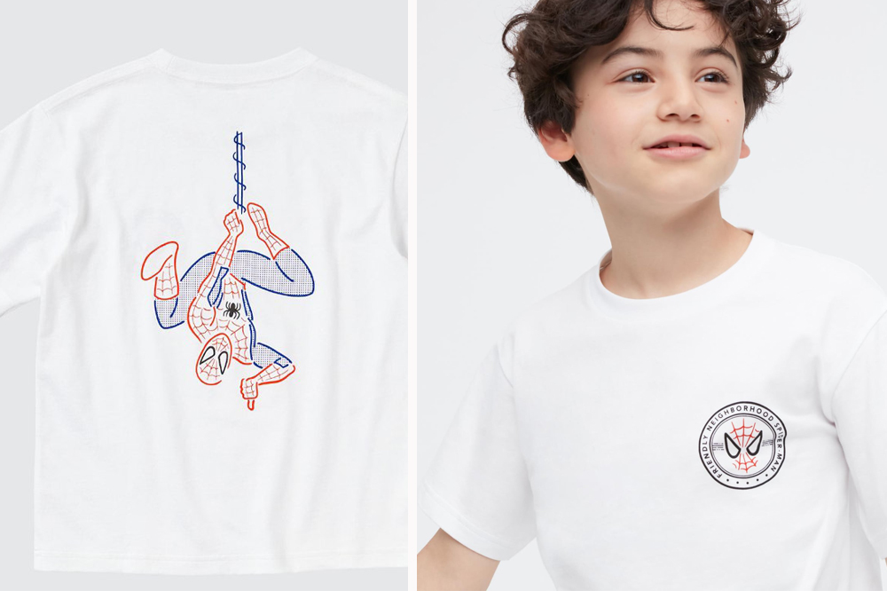 uniqlo spiderman kids white shirt