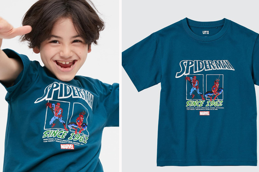 uniqlo spiderman kids blue shirt