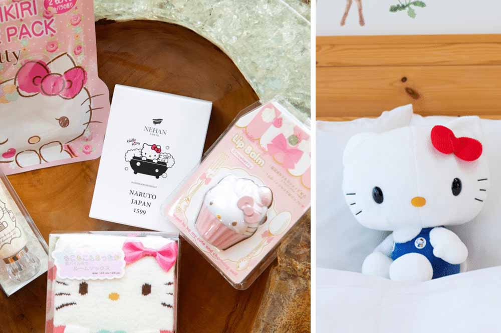 hello kitty themed hotel room merchandise