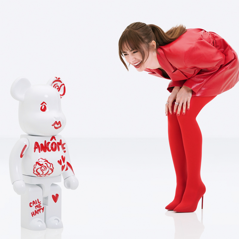 lancome bearbrick lily collins and bearbrick