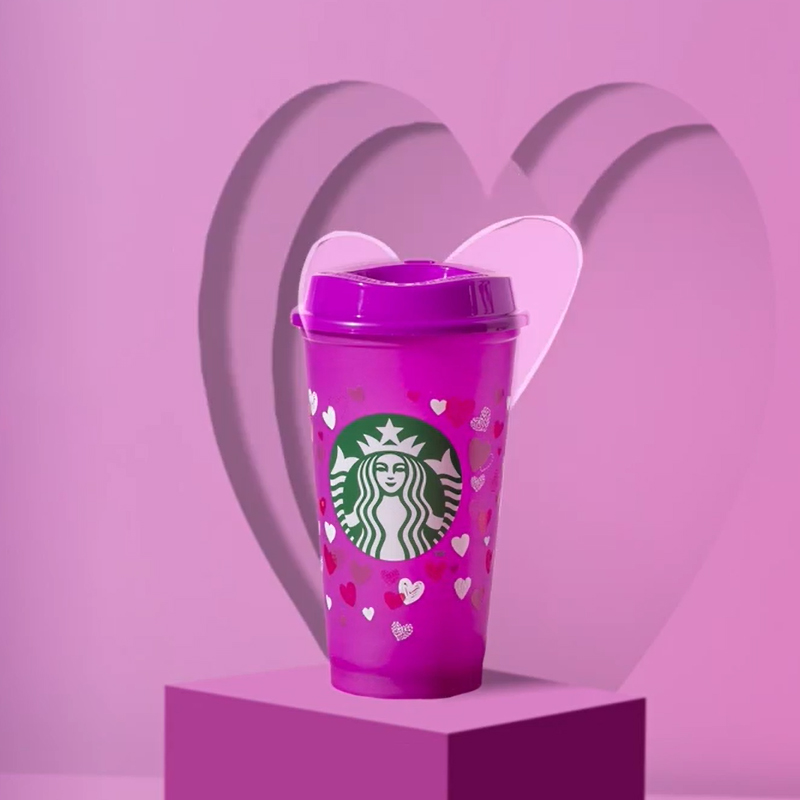 starbucks pink hearts reusable cup
