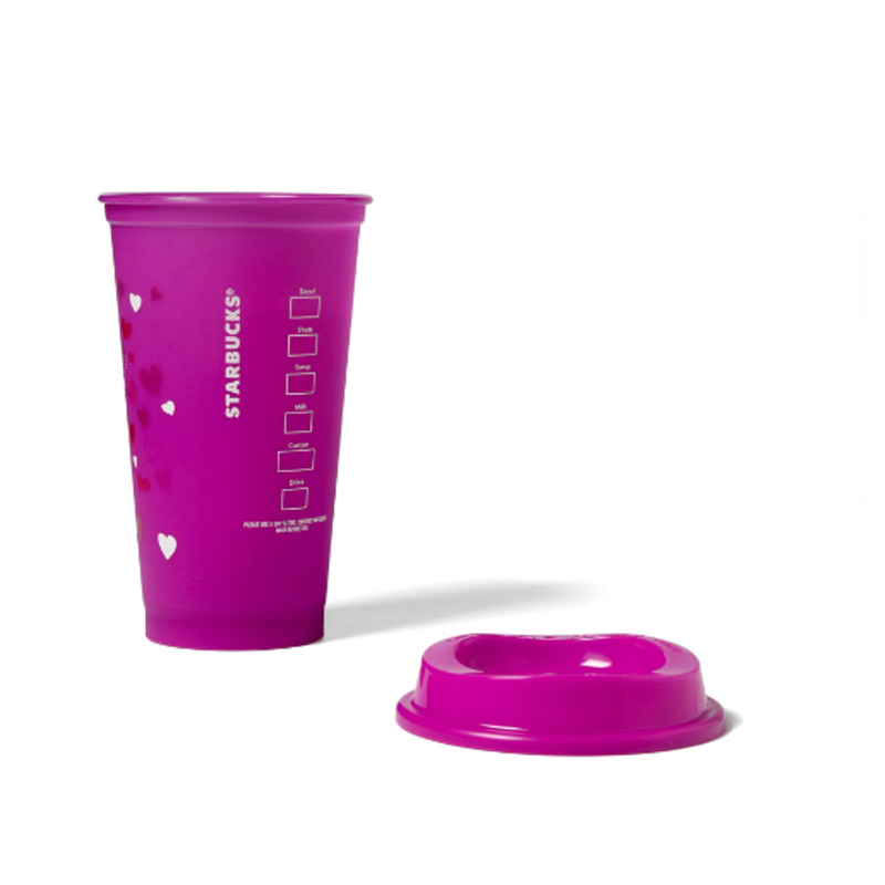 starbucks pink hearts reusable cup and cover