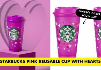 starbucks pink hearts reusable cup cover image