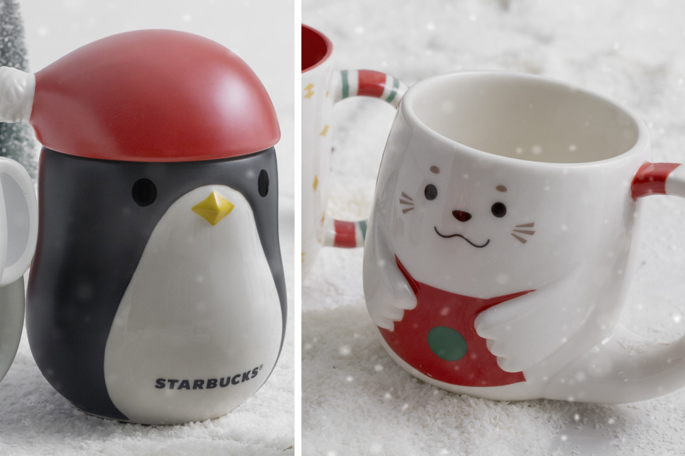 starbucks winter collection penguin and seal mugs