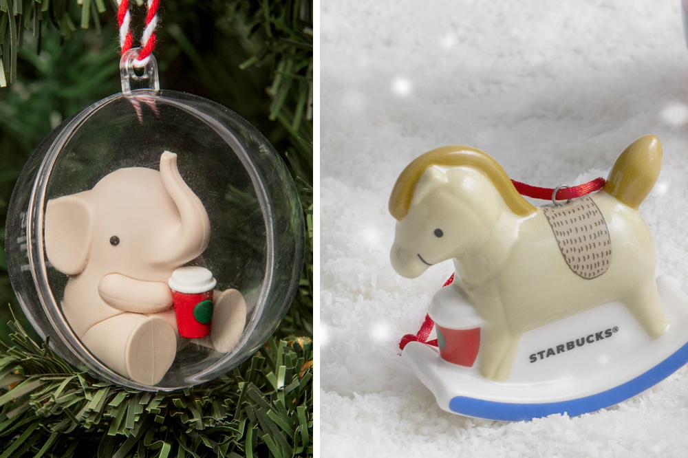 starbucks winter collection elephant and pony ornaments