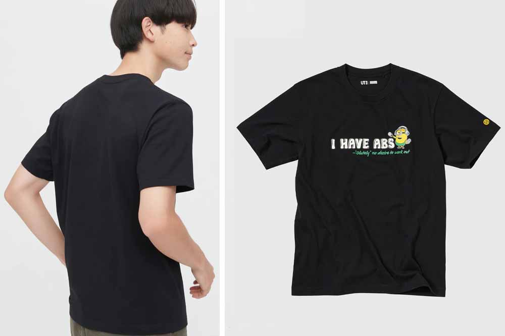 uniqlo minions collection black shirt 