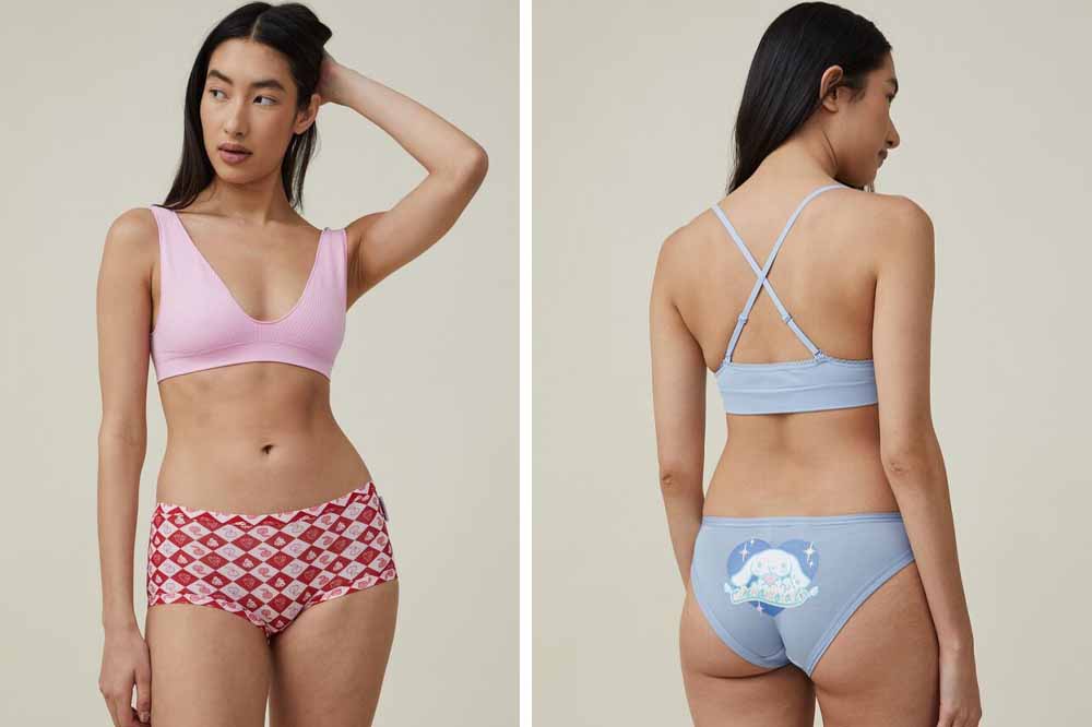 cotton on cinnamoroll blue and pink bikini