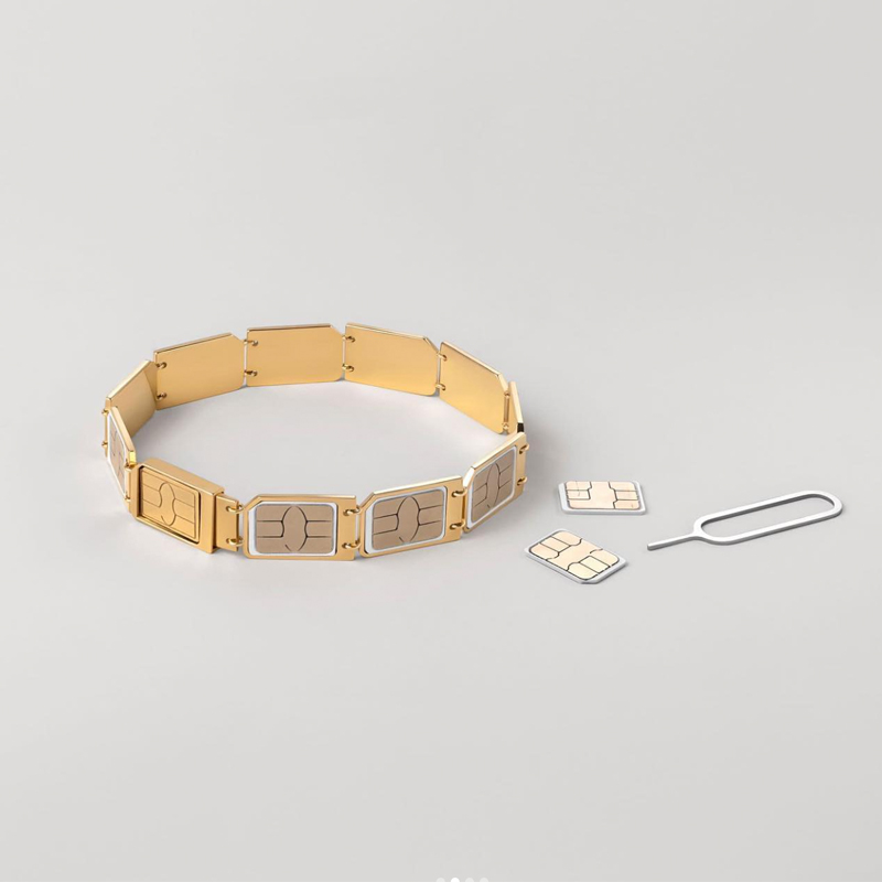 repurposed gold jewellery sim card bracelet