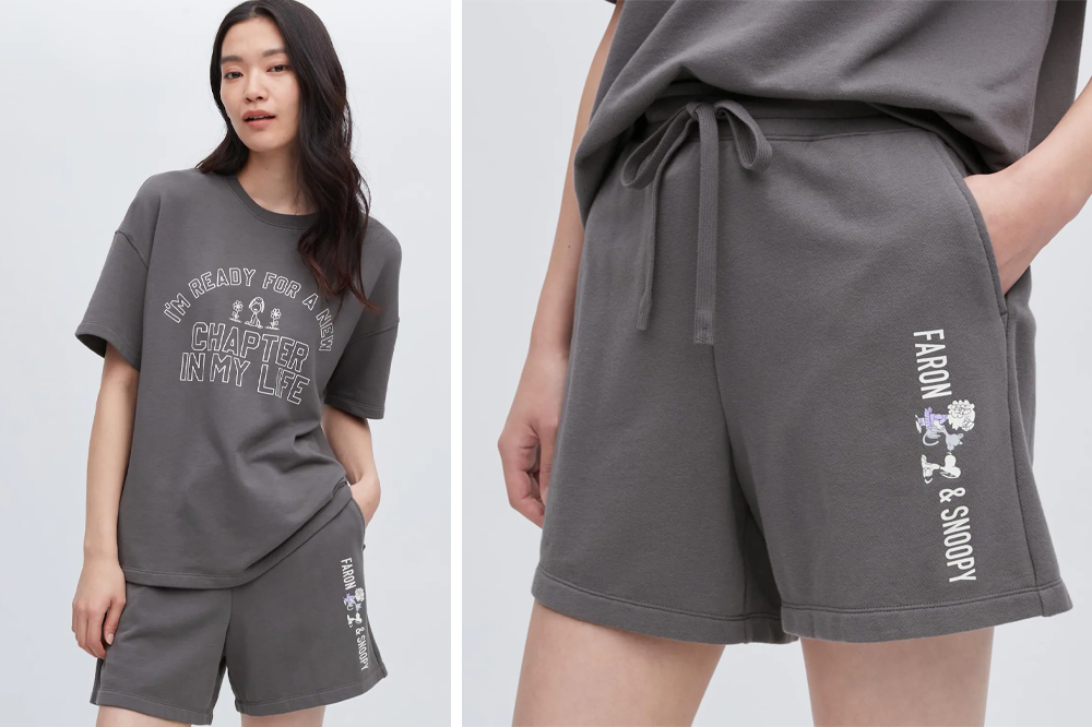 uniqlo peanuts dark grey set