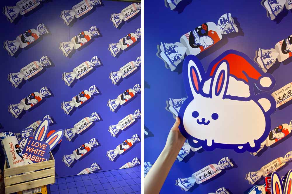 white rabbit pop up ig wall