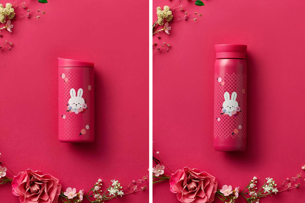 Starbucks Easter 2023 Pink Floral Egg Rabbit Bunny Acrylic Tumbler