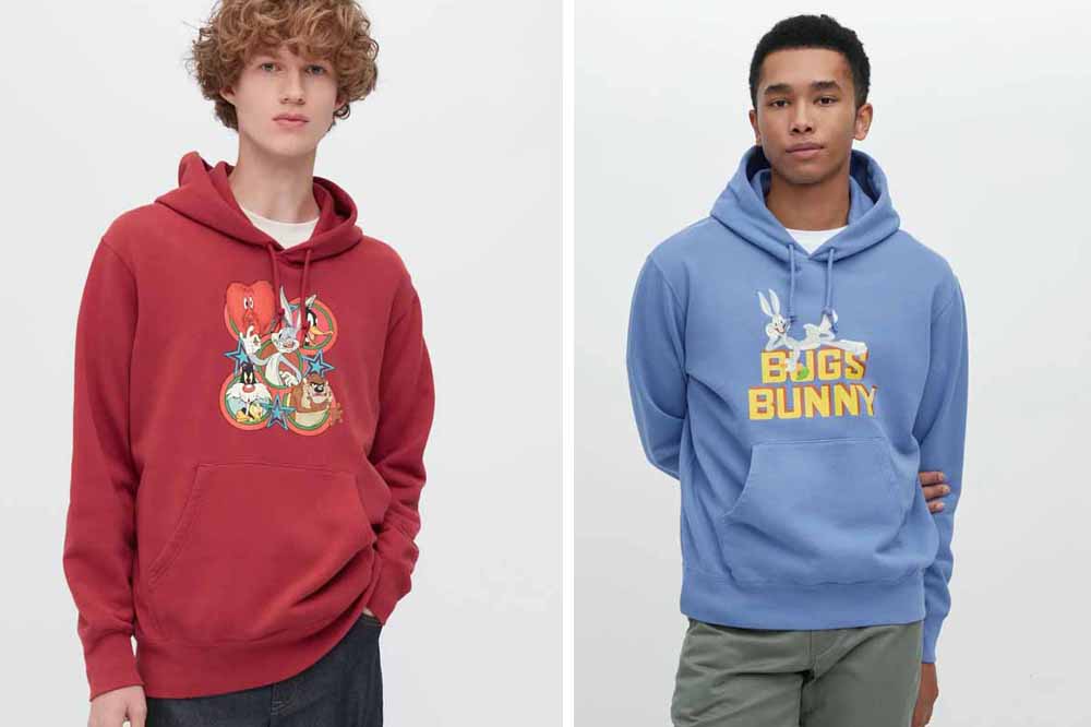 uniqlo looney tunes adult blue and red sweater