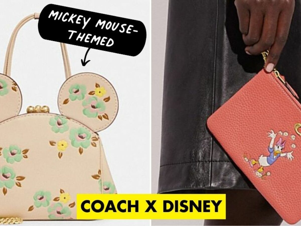 COACH X DISNEY KISSLOCK BAG WITH MICKEY / MINNIE MOUSE EARS BLACK