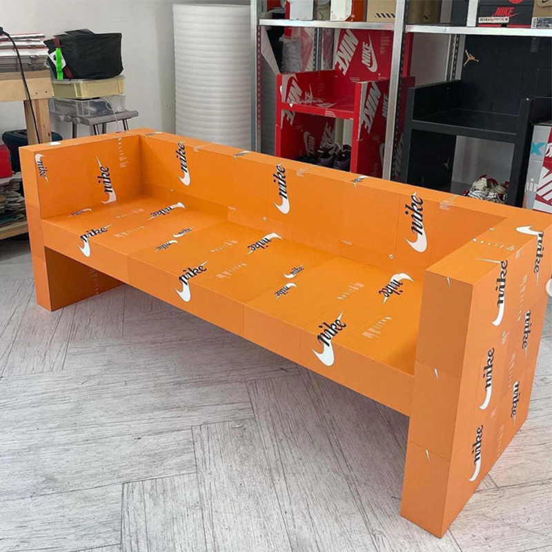 shoebox furniture orange sofa