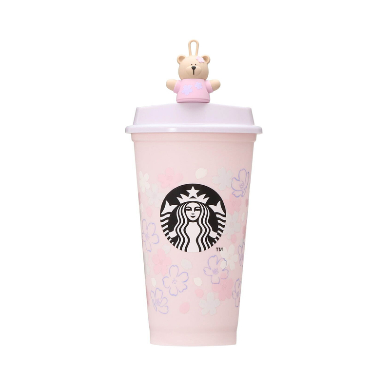 2023 Starbucks Glass Cup Gradient Sakura Tumbler w/Cherry blossom Topper New