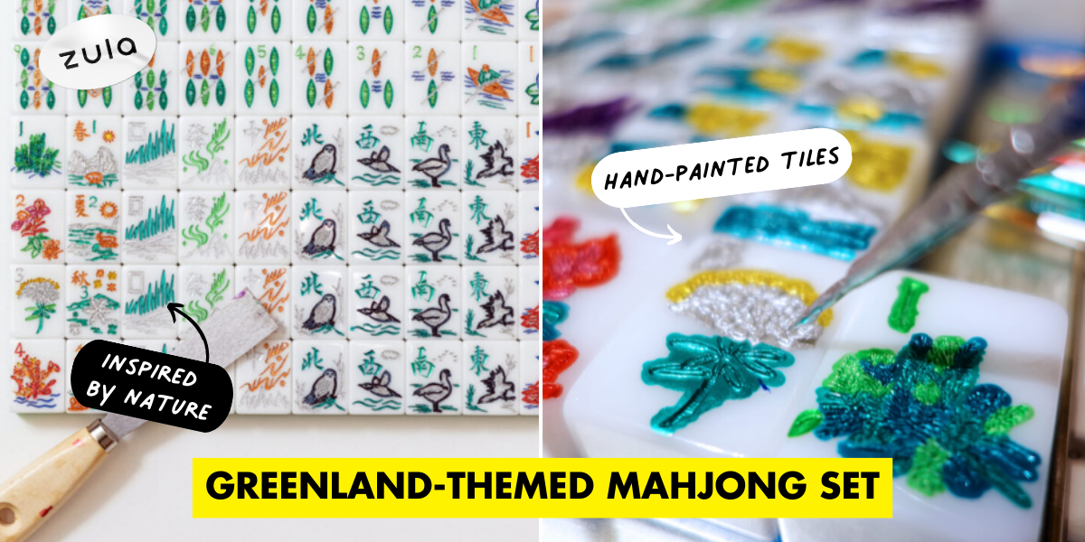 This Greenland-Themed Mahjong Set Has Hand-Painted Designs Of Berries & Animals For A Relaxing Win