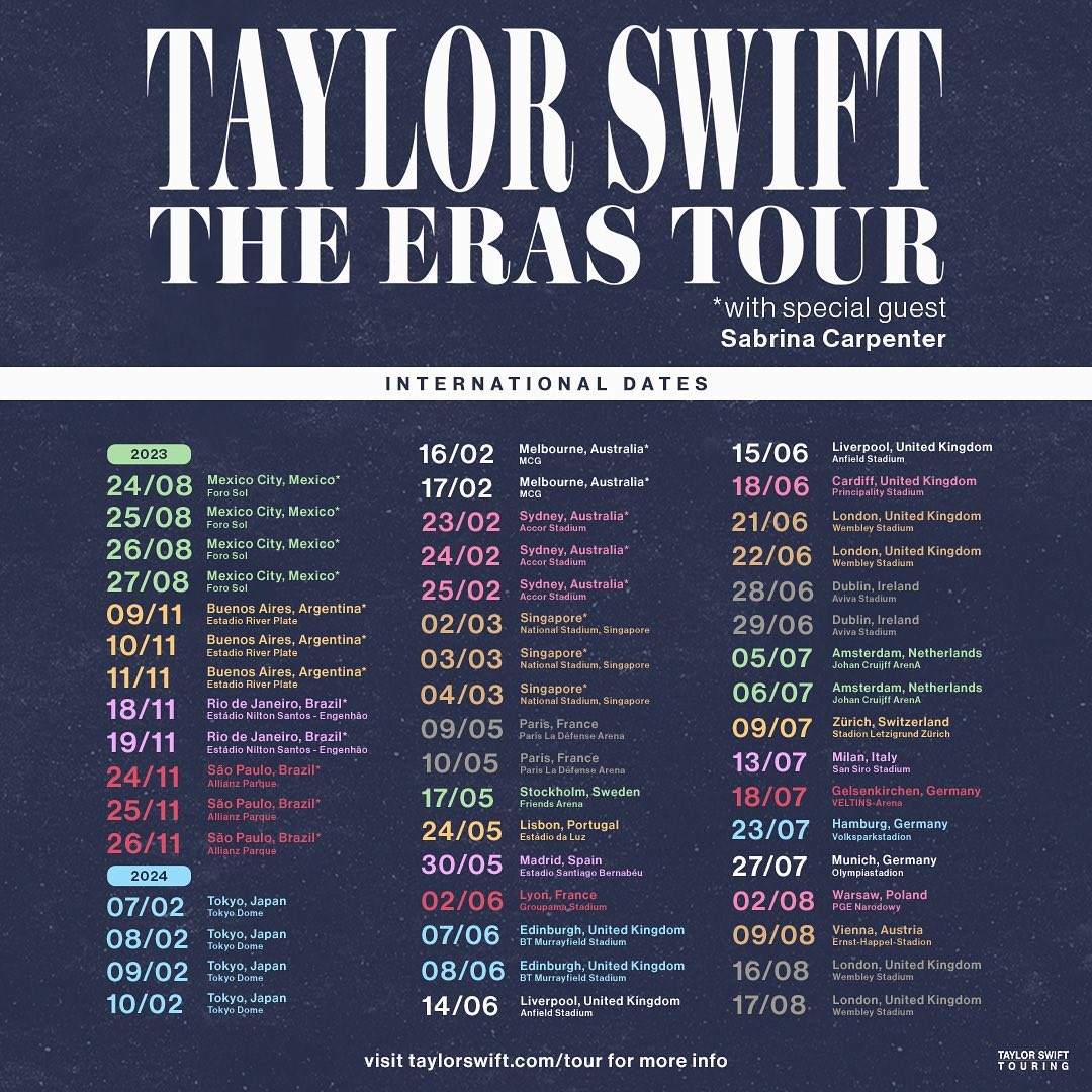 Taylor Swift Eras Tour Singapore Has 6 Shows In March 2024