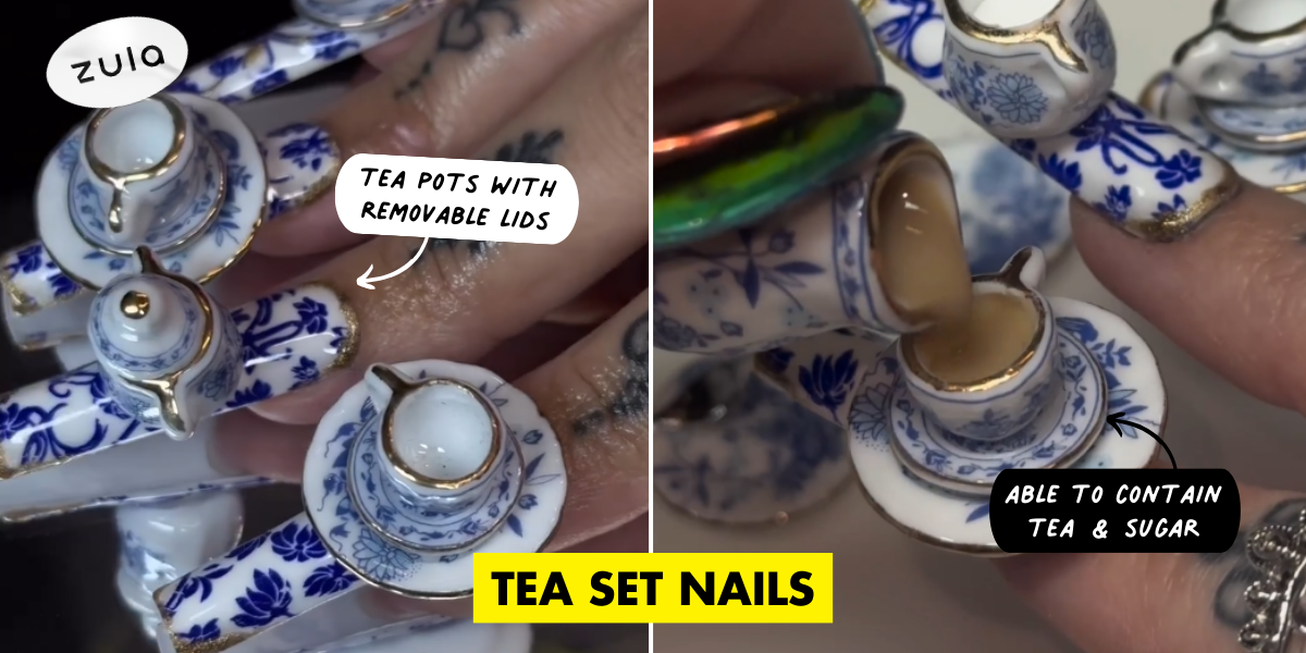 You Can Now Serve Tea During Gossip Sessions With These Tea Set Nails, Features Actual Pots & Cups