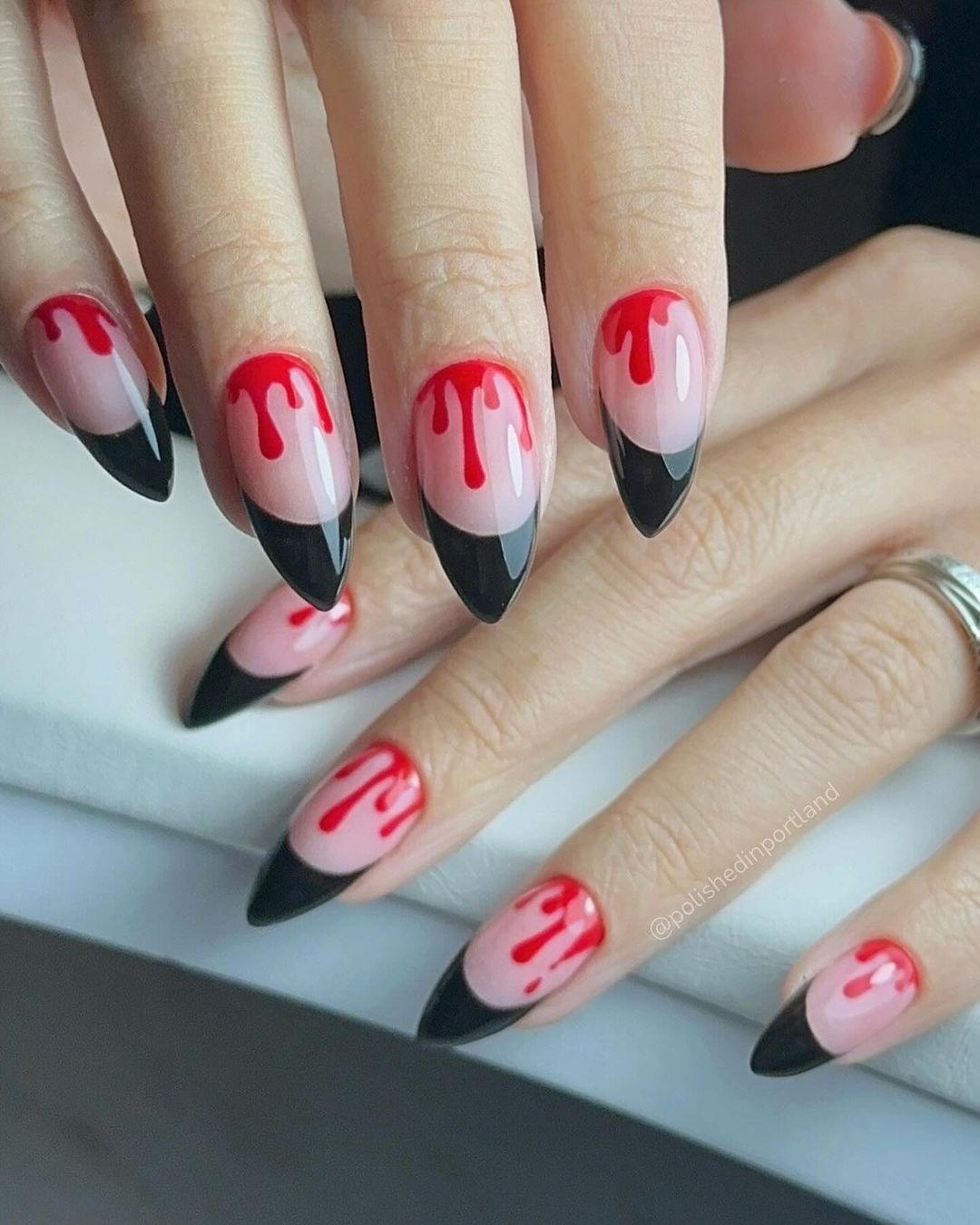 halloween nail art french manicure