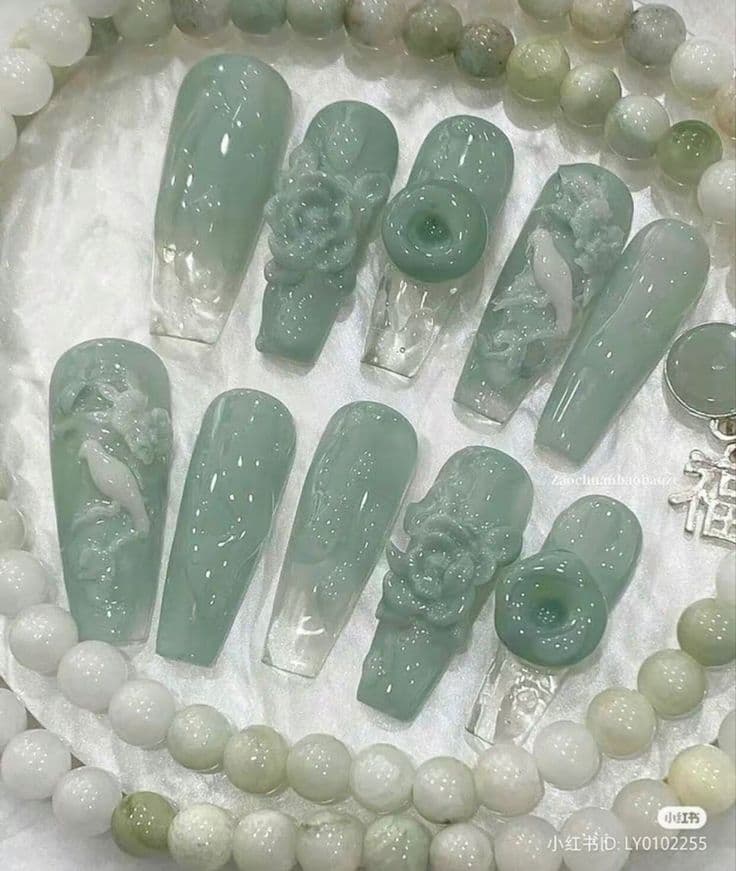 jade-themed nails